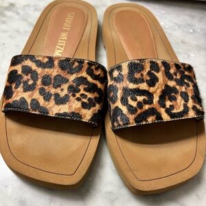 Stuart Weitzman animal print slides